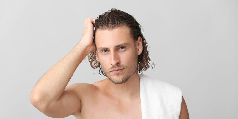 man with wet hair after a shower